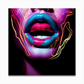Neon Lips Canvas Print