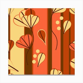 Amber Yellow Stripes Leaves Floral Canvas Print