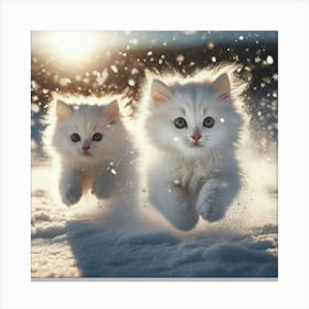 Kittens In The Snow Canvas Print