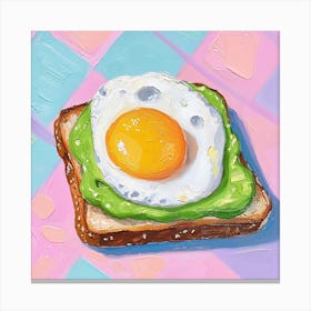 Avocado Egg On Toast Pastel Checkerboard 2 Canvas Print