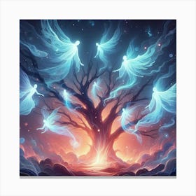 Angels In The Tree 1 Canvas Print