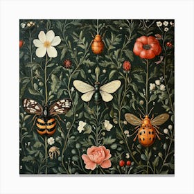 Bees And Flowers Art 5 Canvas Print