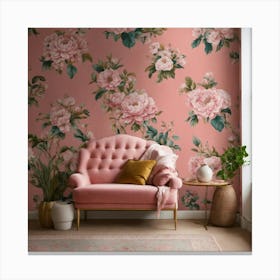 A Photo Of A Wall With Wallpaper 4 Canvas Print