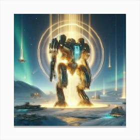 A Futuristic Sci Fi Scene Focusing On The Aurora D Canvas Print