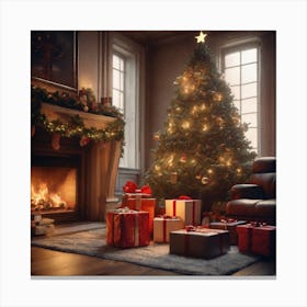 Christmas Tree In The Living Room 72 Canvas Print