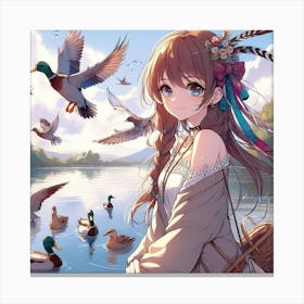 Anime Girl, Person, Person, Person, Person Canvas Print