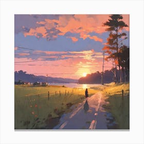 Sunset On The Road 1 Canvas Print