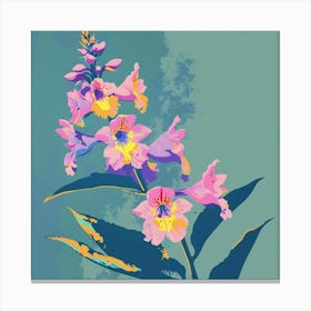 Delphinium Square Flower Illustration Canvas Print