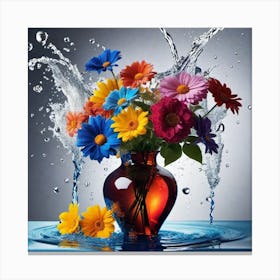 Colorful Flowers In A Vase 11 Canvas Print