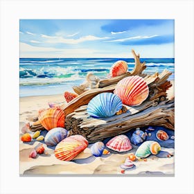 Seashells On The Beach Canvas Print