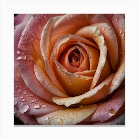 Pink Rose With Water Droplets 2 Canvas Print