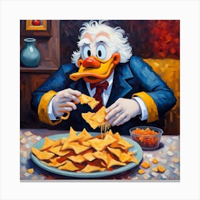 Duck Eating Chips Canvas Print