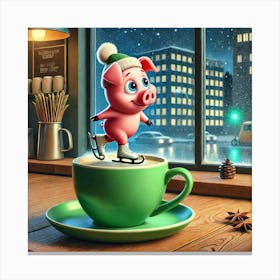 Pig On Ice Canvas Print