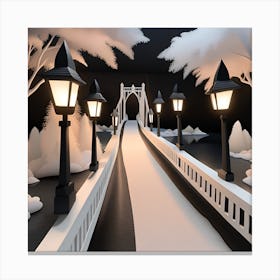 Bridge At Night Landscape Canvas Print