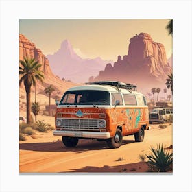 Vw Bus In The Desert 2 Canvas Print