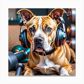 Dog With Headphones 1 Canvas Print