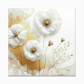 Silk White Poppies Canvas Print