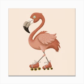 Flamingo Rollerblading 1 Canvas Print