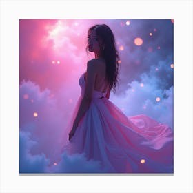 Beautiful Girl In A Pink Dress Canvas Print