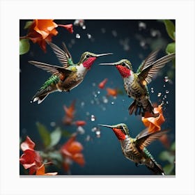 High-speed photography of hummingbirds in flight, nature Canvas Print