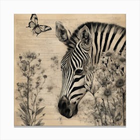 Zebra With Butterfly Canvas Print