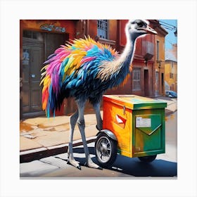 Ostrich With Mail Box Canvas Print