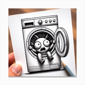 Drawing Of A Washing Machine Canvas Print