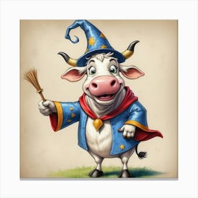 Cow In A Wizard Costume Canvas Print