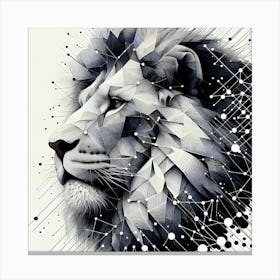 Lion Head - Abstract Line Art Illustration 32 Canvas Print