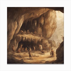 Cave People Stone Age Cave Paintings ( Bohemian Design ) Canvas Print