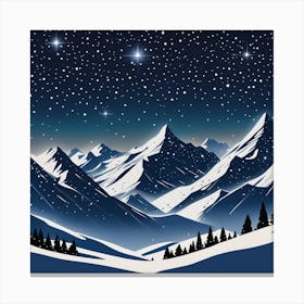 Snowy Mountains At Night 1 Canvas Print