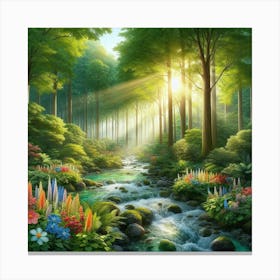 Stream In The Forest 22 Canvas Print