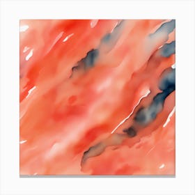 Beautiful coral salmon abstract background. Drawn, hand-painted aquarelle. Wet watercolor pattern. Artistic background with copy space for design. Vivid web banner. Liquid, flow, fluid effect. Canvas Print