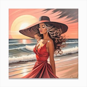 Woman On The Beach Canvas Print