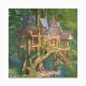 A stunning tree house that is distinctive in its architecture 4 Canvas Print