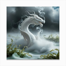 White Dragon In The Water Canvas Print