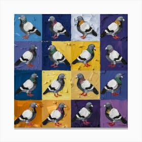 Painted Pigeons A Vibrant Grid Of Textured Color (1) Canvas Print