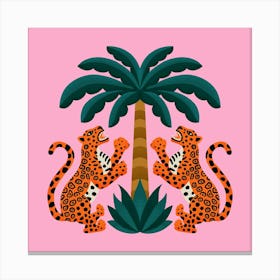Jaguars And Palm Canvas Print