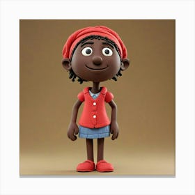 Black Girl In A Red Hat Canvas Print