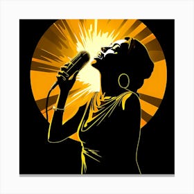 Woman Singing With A Microphone Canvas Print