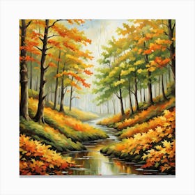 Forest In Autumn In Minimalist Style Square Composition 308 Canvas Print