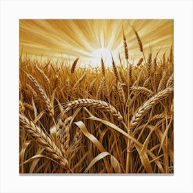 Wheat Field At Sunset Canvas Print