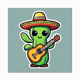 Cactus With Guitar 19 Canvas Print