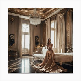 Woman In A Gold Dress Canvas Print