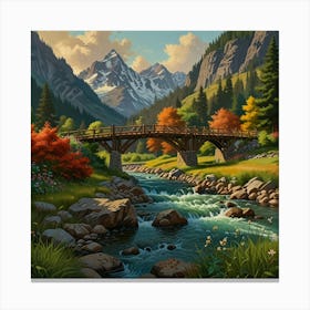 Bridge In The Mountains Canvas Print