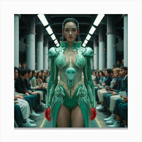 Woman In A Futuristic Outfit Canvas Print