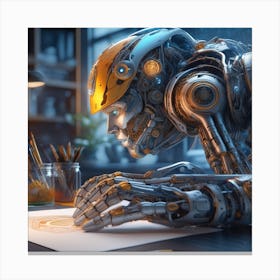 Robot Drawing Canvas Print