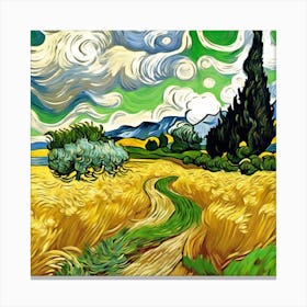 A Wheatfield With Cypresses, Vincent van Gogh 11 Canvas Print