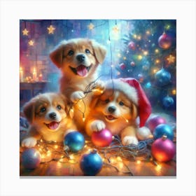 Christmas Puppies Canvas Print