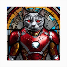 Cat, Pop Art 3D stained glass cat superhero limited edition 16/60 Canvas Print